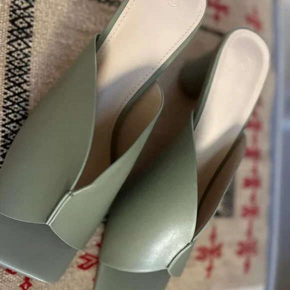 Summer Sandals for Women Square Open Toe Chunky Round Heeled Slip-on Mules Slide - Picture 3 of 4